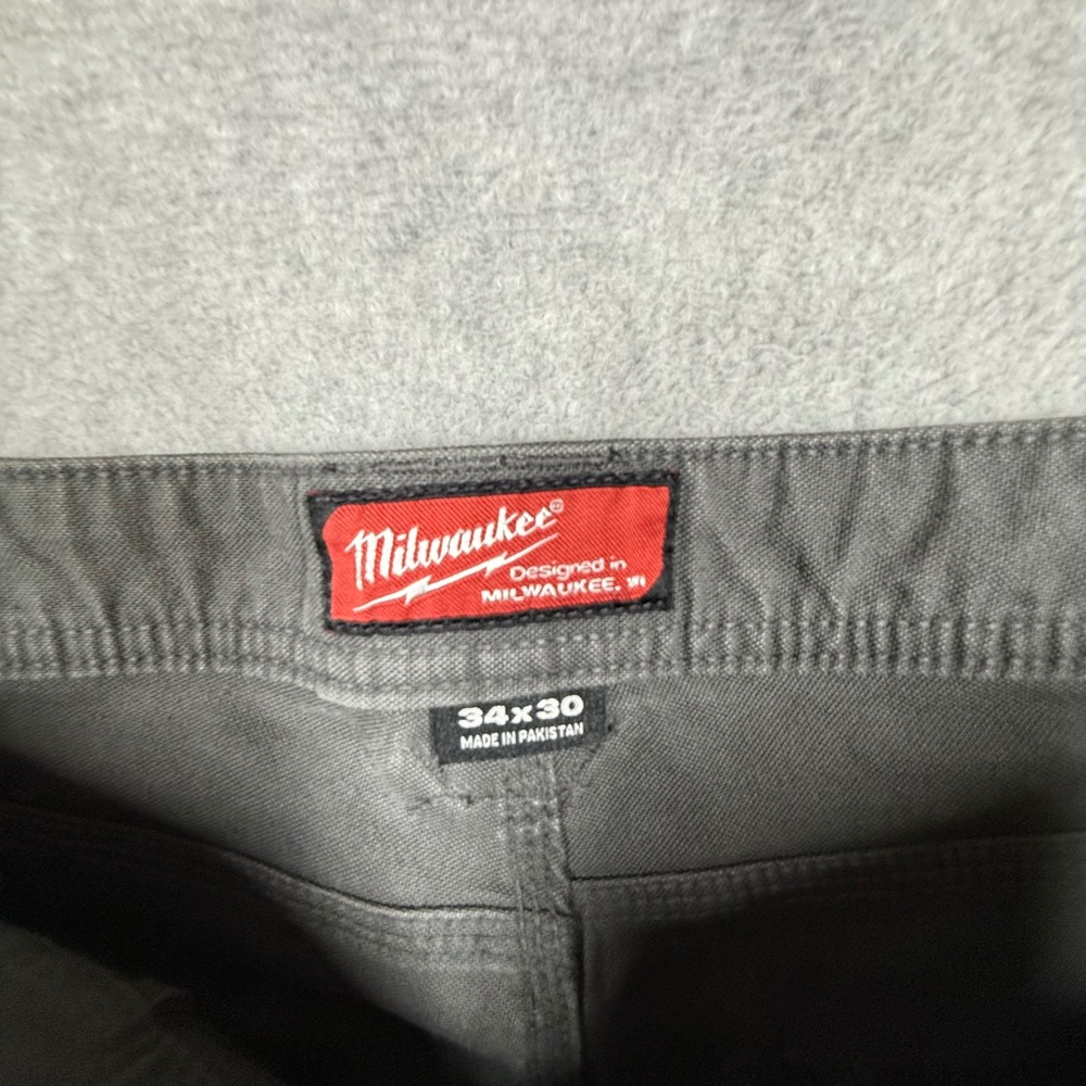 Milwaukee M650 Work Pants Mens 34x30 Gray Utility Carpenter Canvas Trousers - Picture 8 of 15